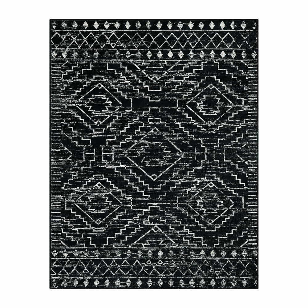 Wonnitar Moroccan Washable Area Rug 5x7, Black Large Rug for Living Room, Non...