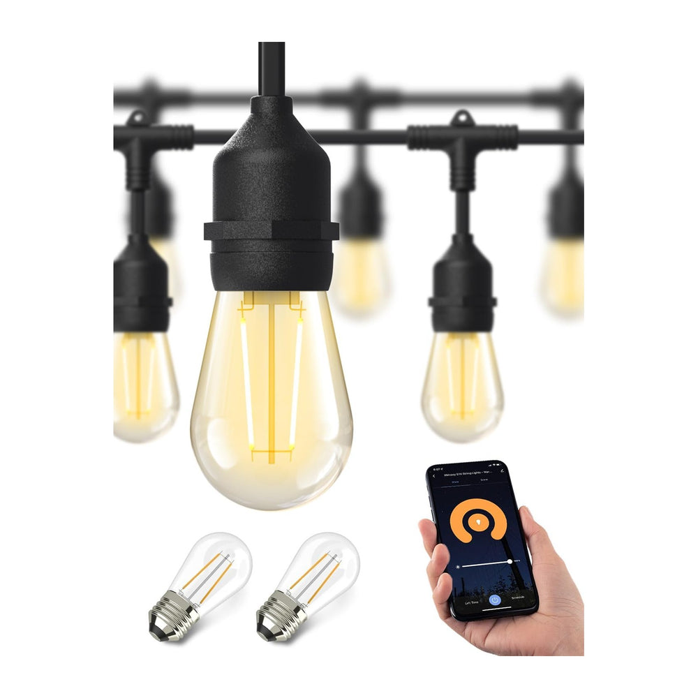 XMCOSY+ Outdoor String Lights, 98FT Smart Dimmable Edison Bulb Patio Lights