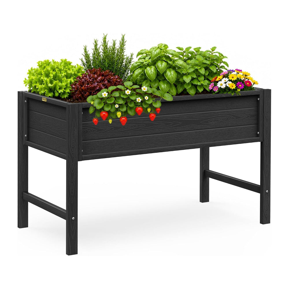 YEFU 48" Raised Garden Bed with Legs, HIPS Outdoor Garden Bed, Black