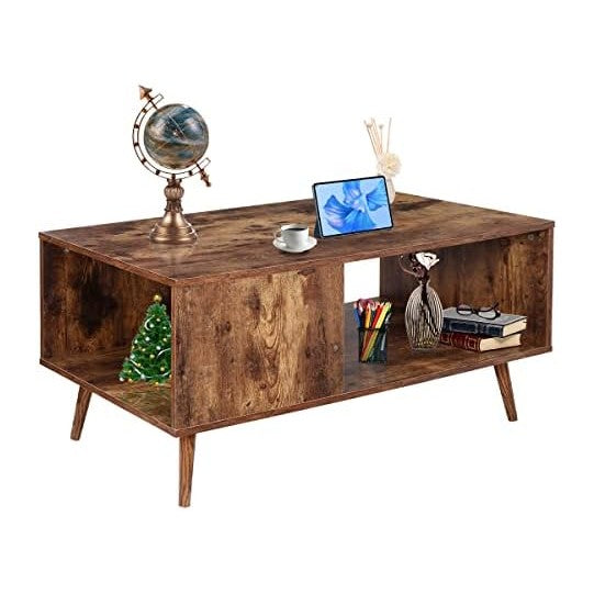 ZenStyle Mid Century Modern Coffee Table, Wooden Retro Coffee Table with Open...